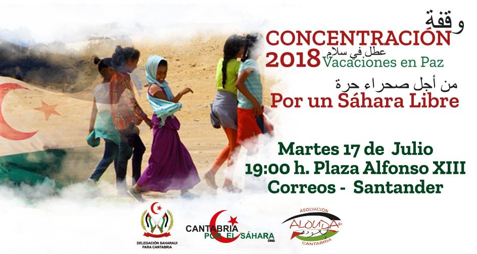 Cartel convocando Concentracion en Cantabria Vacaciones en Paz 2018