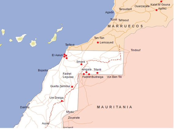 Principales fosas localizadas en el Sahara Occidental y Marruecos