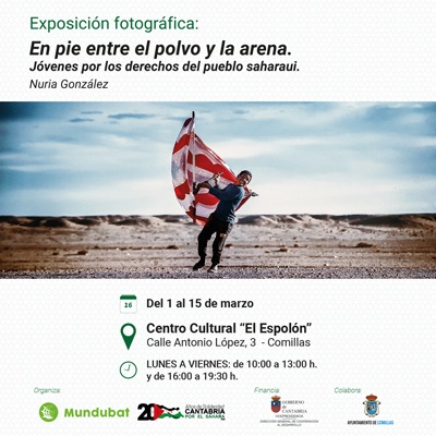 Cartel exposición Mundubat y Cantabria por el Sáhara en Comillas