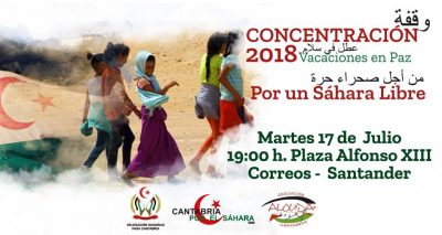 Cartel convocando Concentracion en Cantabria Vacaciones en Paz 2018