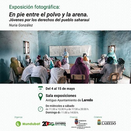 Cartel exposición Mundubat y Cantabria por el Sáhara en Laredo